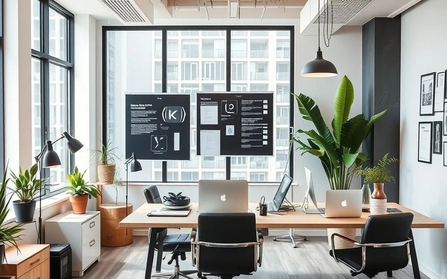 Modern entrepreneur workspace with strategy development